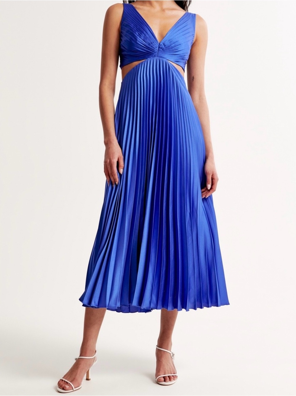Abercrombie & Fitch Cobalt Blue Backless Pleated Maxi Dress